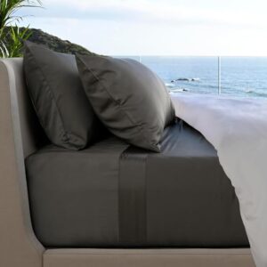 Cariloha Resort 4-Piece Sateen Sheet Set | Onyx | Split King | Viscose Material | Thermal-Regulating, Extra Soft Cooling Sheets